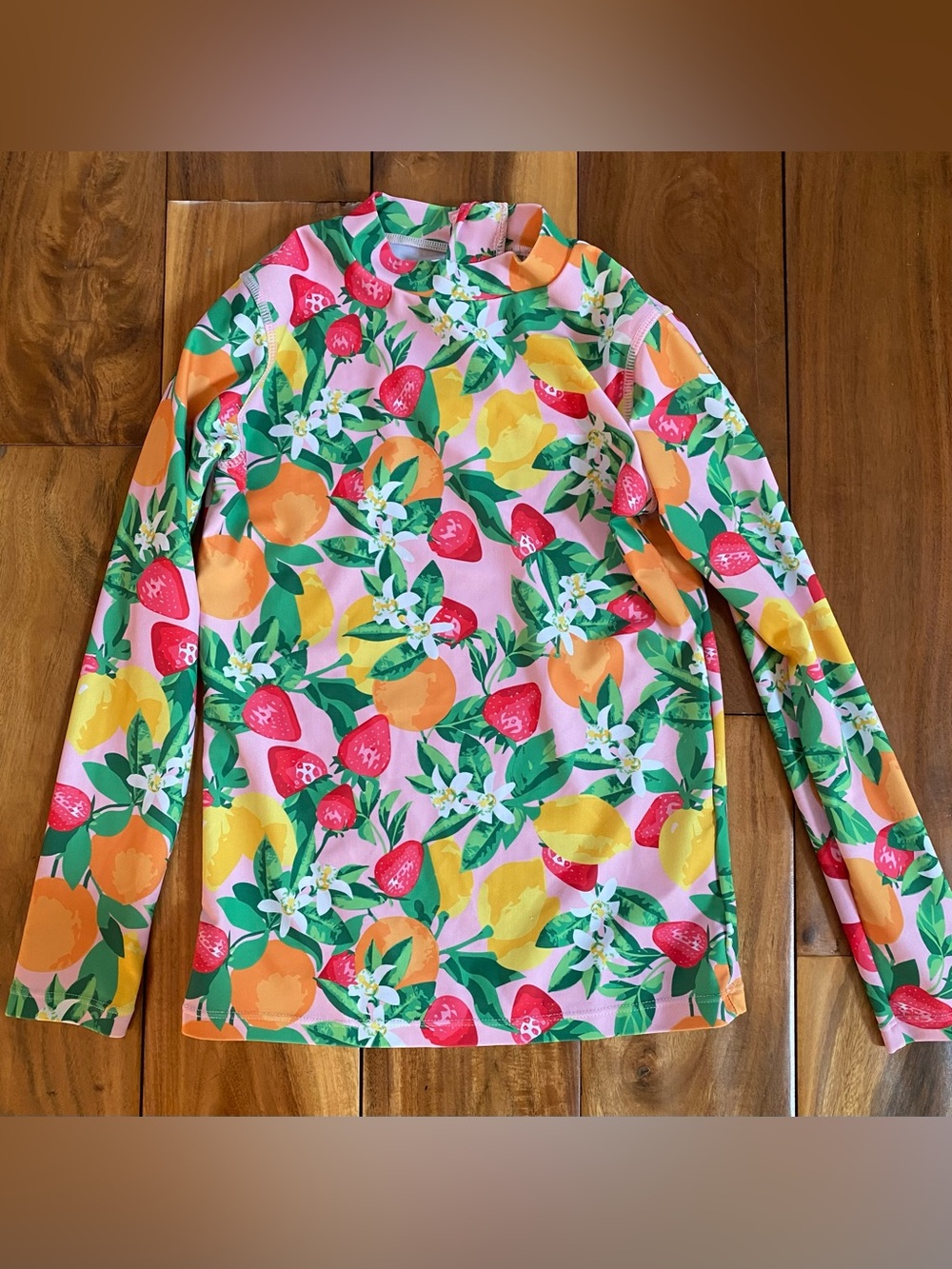 Shade Critters Palm Beach Girl’s Long Sleeve Fruit Print Swim Rashguard Size 6